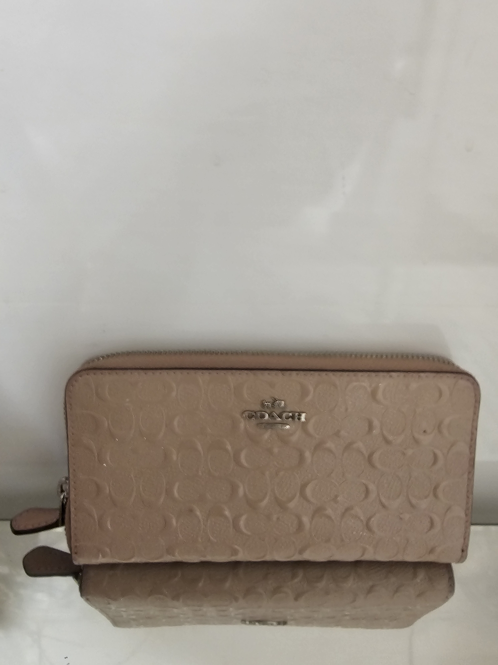 Coach Signature Embossed Zip Wallet in Blush  Pink